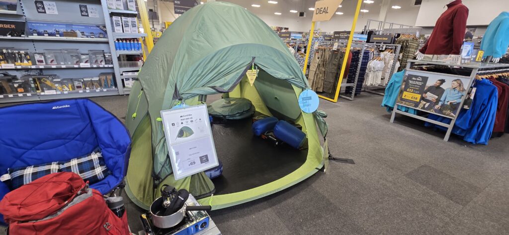 A great festival "starter" kit in 2025 from Go Outdoors - includes a simple pop up 4 man tent, 2 sleeping bags, 2 single air beds, all for an affordable price.