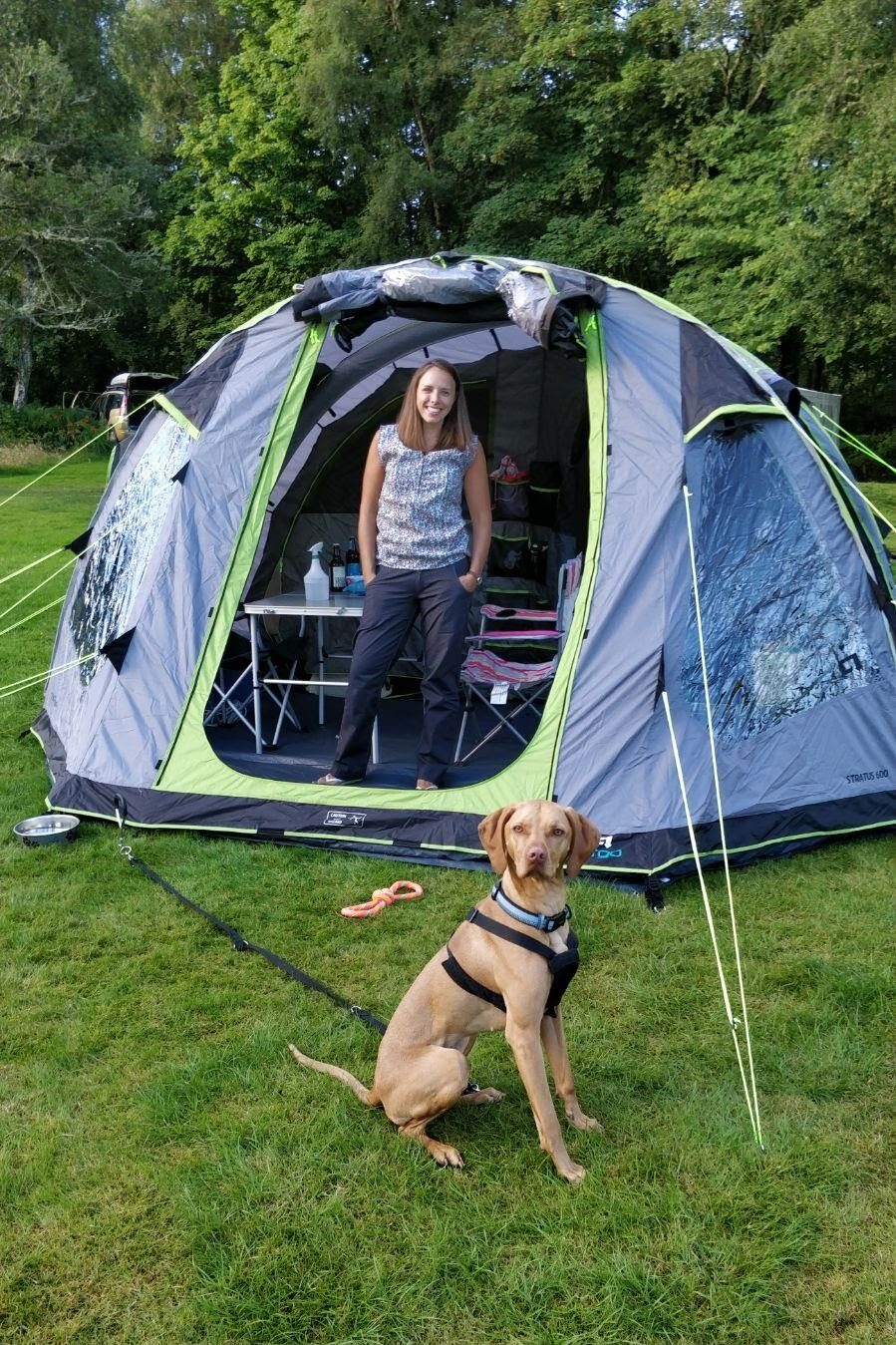 Richards Air / Inflatable 6 man tent. He swears by the ease of put up and take down, but notes they are heavier than the equivalent sized tent with fiberglass or carbon poles